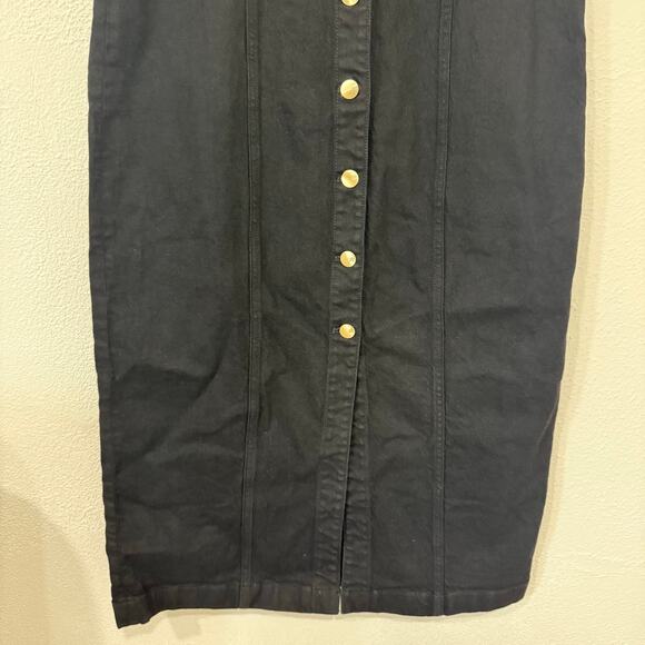 NWT Madewell Denim V Neck Midi Dress Button Up Sleeveless Clean Black Wash 8 - Picture 4 of 10